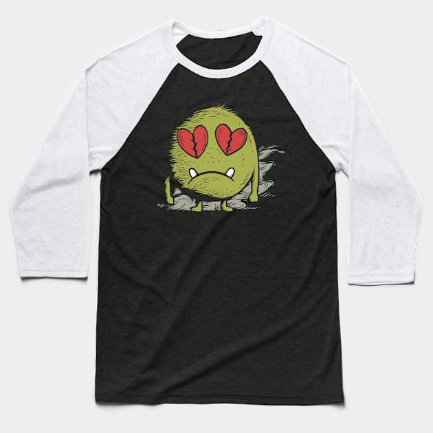 broken heart art monster Baseball T-Shirt by Mako Design 